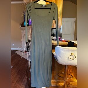 NWOT- Green dress with slit